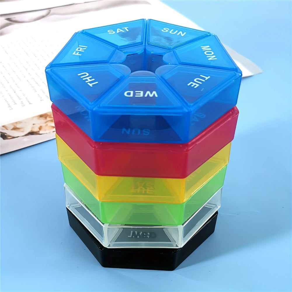 Weekly Rainbow Pill Organizer - 7-Grid Portable Storage Box