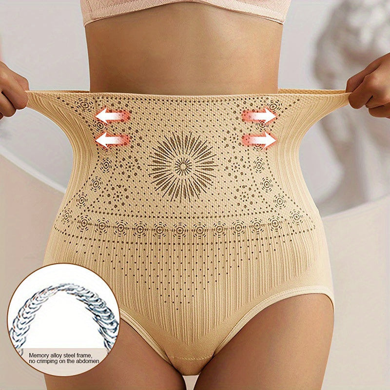 High Waist Belly Shaping Panties With Floral Lace Detail