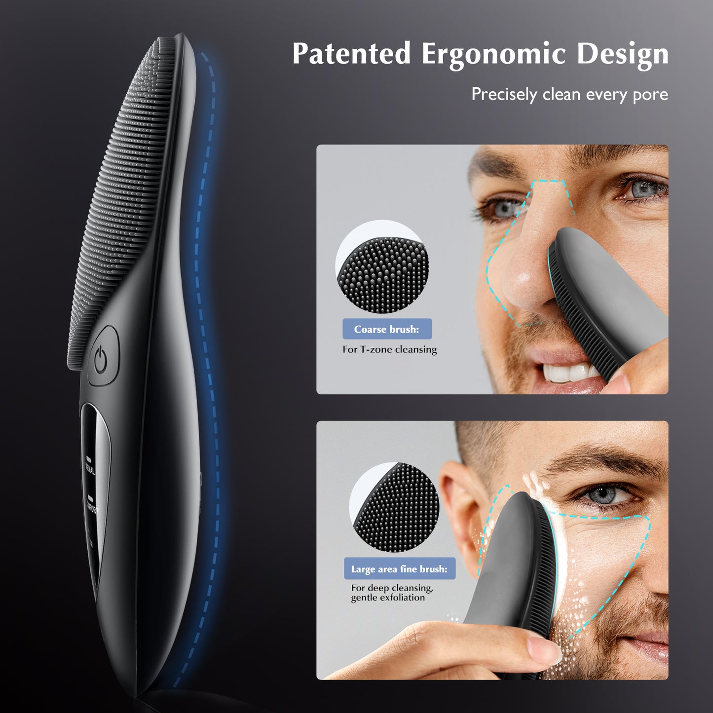 Rechargeable Silicone Facial Cleansing Brush With 4 Modes