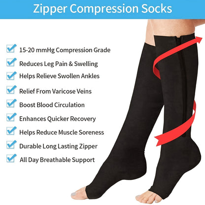 Comfortable Compression Socks With Zipper For Better Circulation