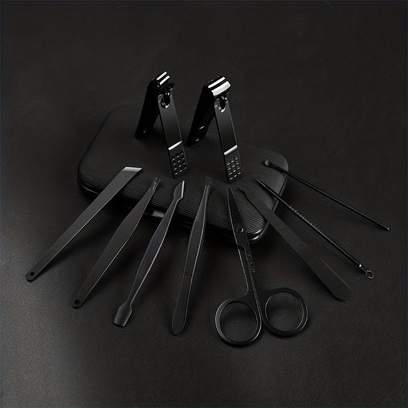 Black Nail Clippers Kit: Ultra Sharp Pedicure Tools for Men and Women