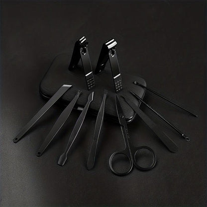 Black Nail Clippers Kit: Ultra Sharp Pedicure Tools for Men and Women