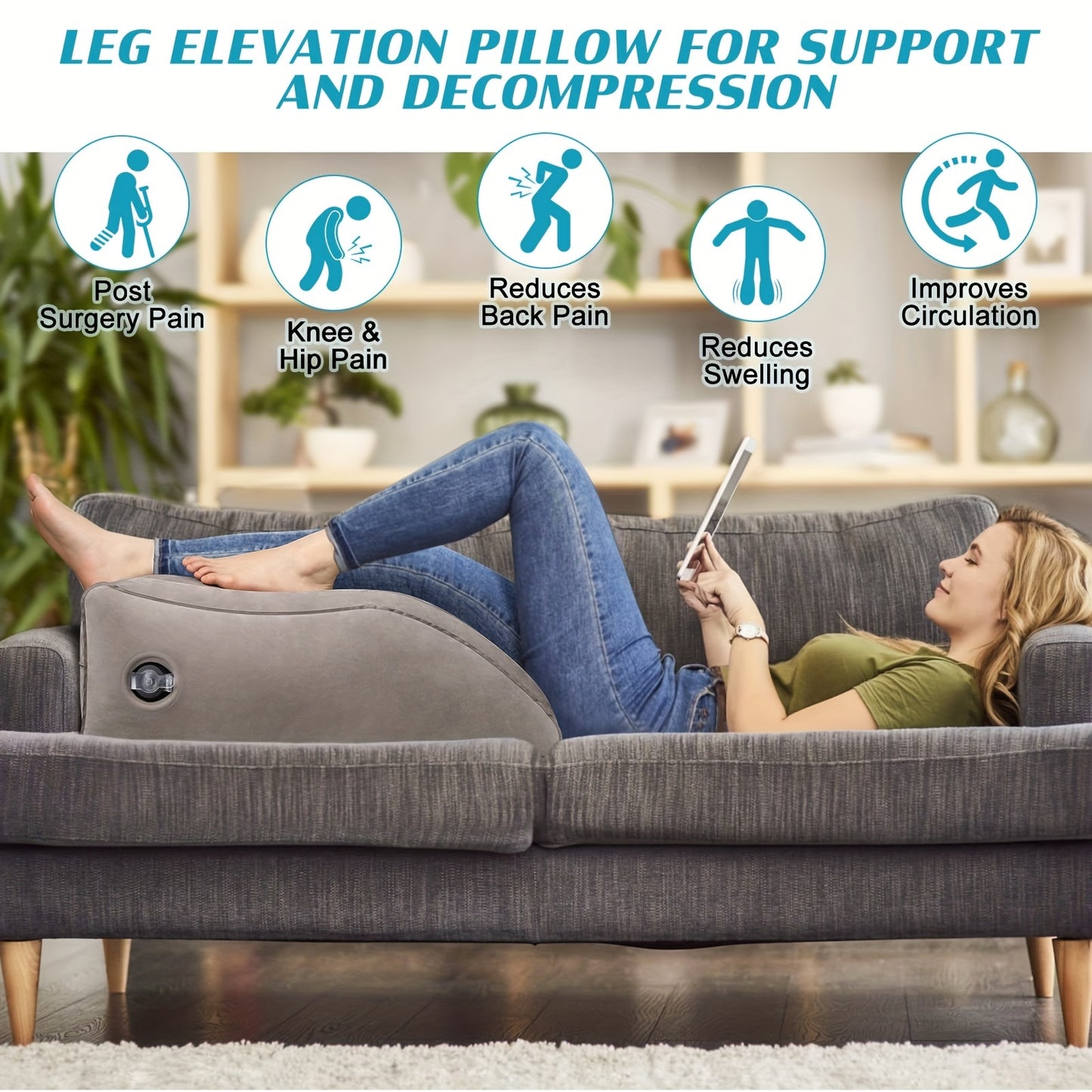 Inflatable Wedge Pillow For Leg Relief And Muscle Relaxation