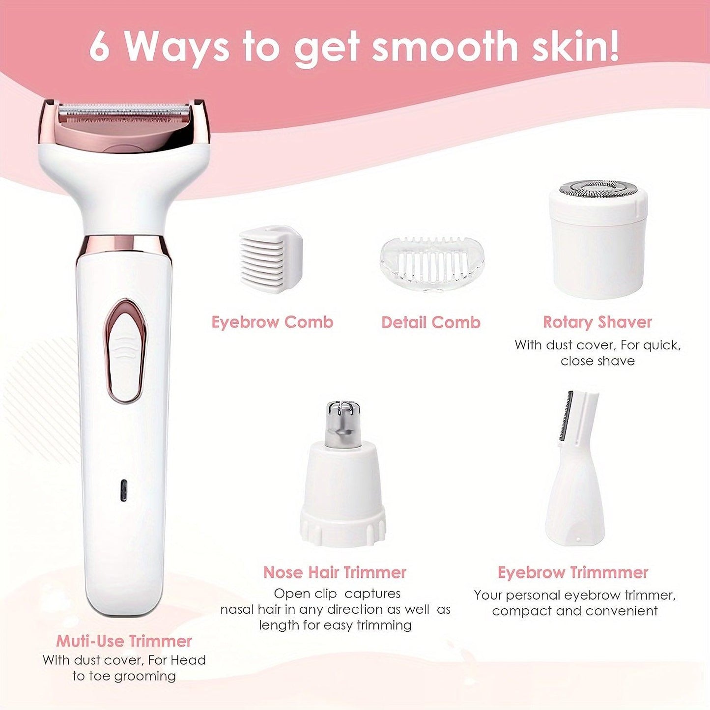 Women's 4-in-1 Electric Hair Remover Set for All Areas