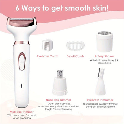 Women's 4-in-1 Electric Hair Remover Set for All Areas