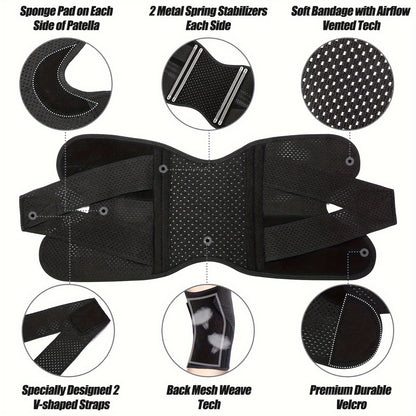 Adjustable Knee Brace With Stabilizers For Pain Relief And Support