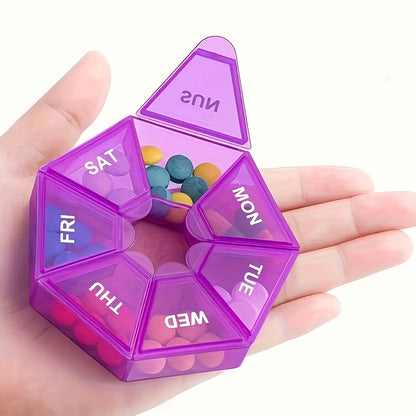 Weekly Rainbow Pill Organizer - 7-Grid Portable Storage Box