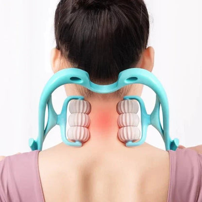 Pressure Point Neck Massager With 6 Wheel Manual Roller