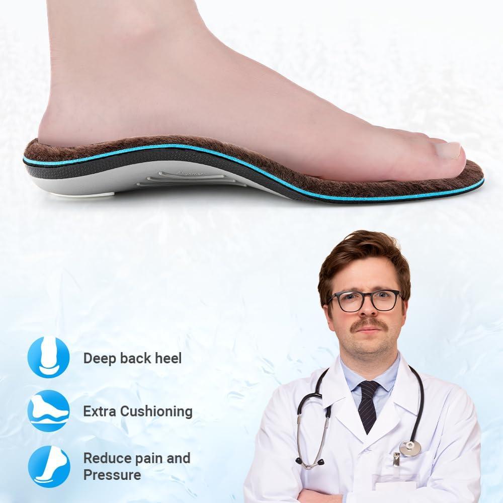 Heavy Duty Orthotic Insoles for Pain Relief and High Arch Support - Ideal for Flat Feet