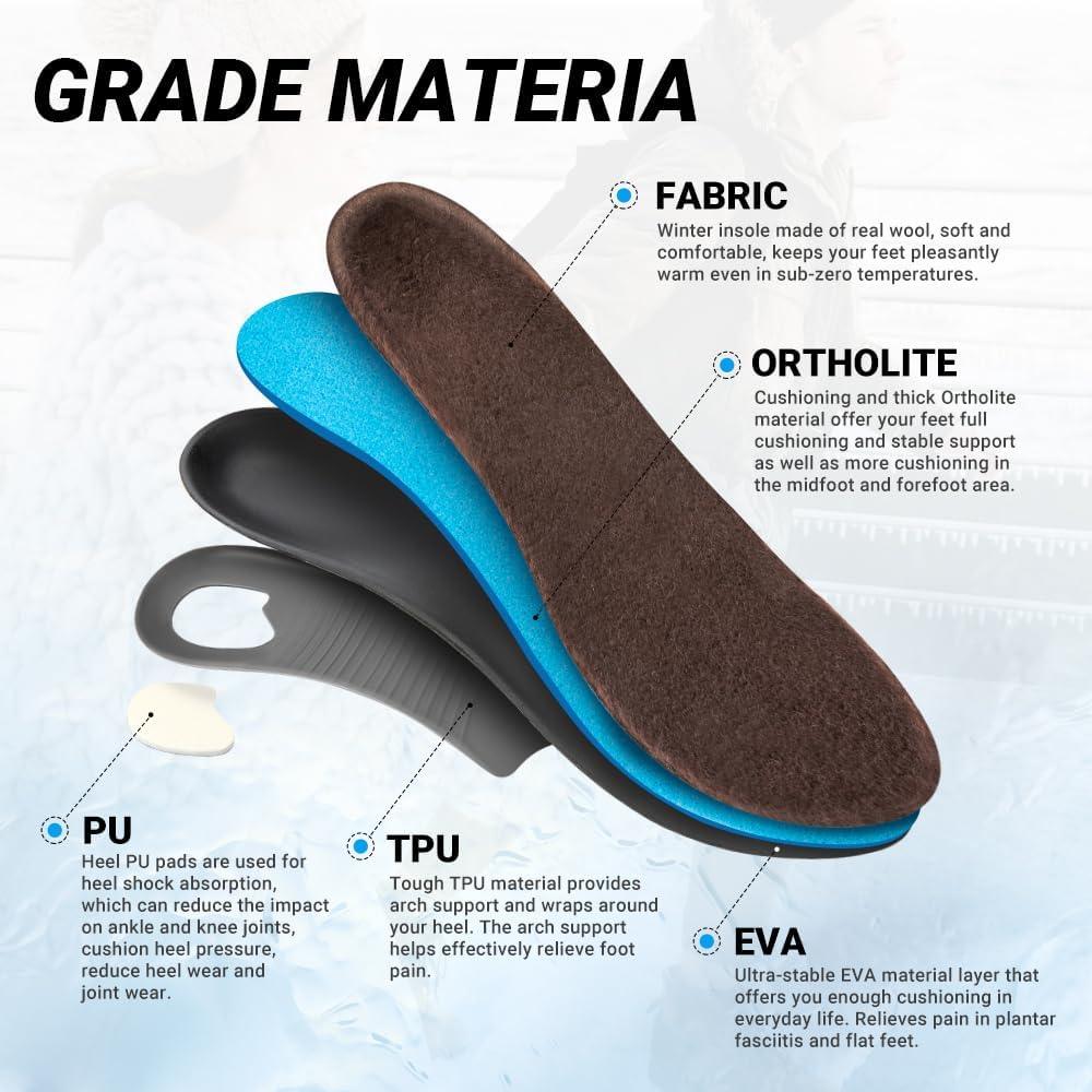 Heavy Duty Orthotic Insoles for Pain Relief and High Arch Support - Ideal for Flat Feet