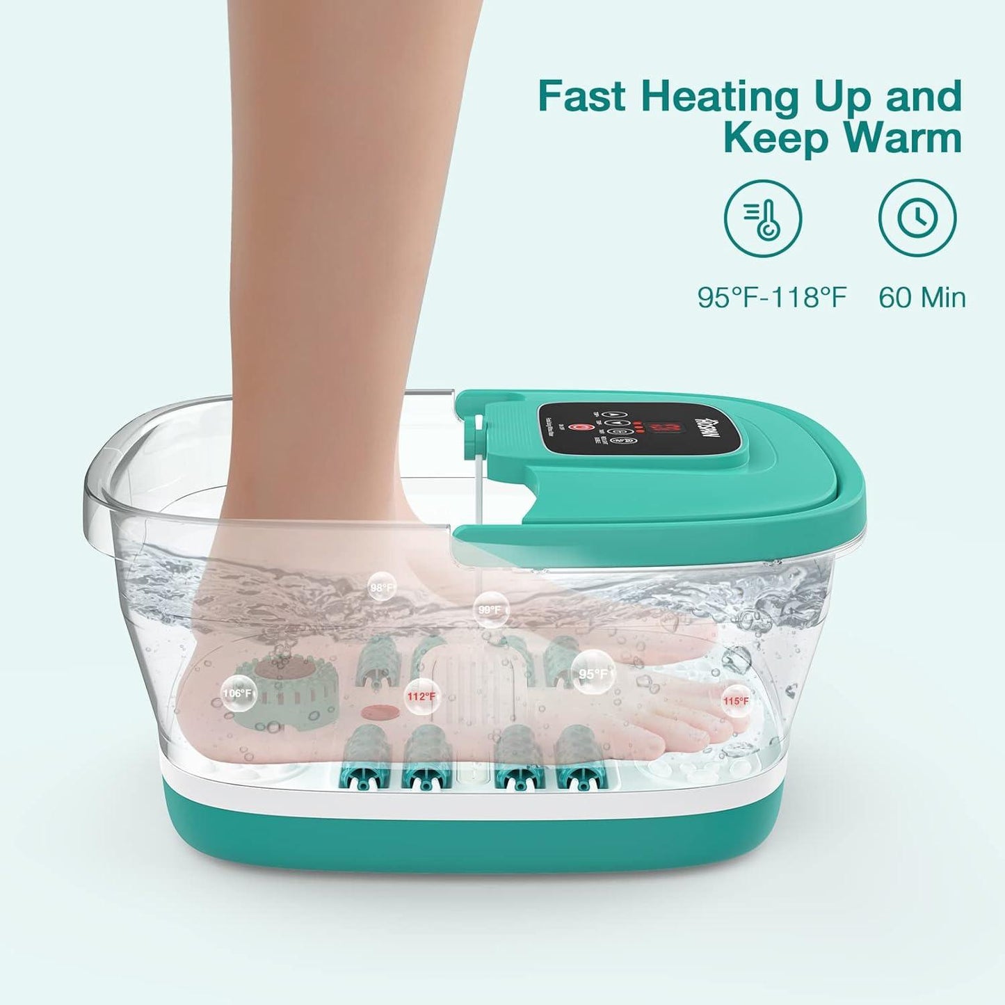 Collapsible Foot Spa With Heat, Bubbles, And Shiatsu Massage