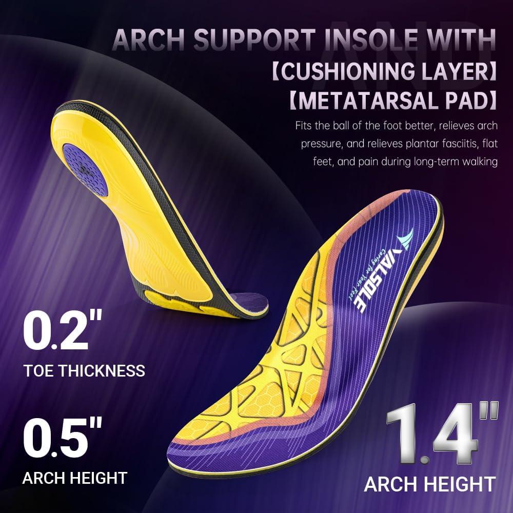 Heavy Duty Orthotic Insoles for Pain Relief and High Arch Support - Ideal for Flat Feet