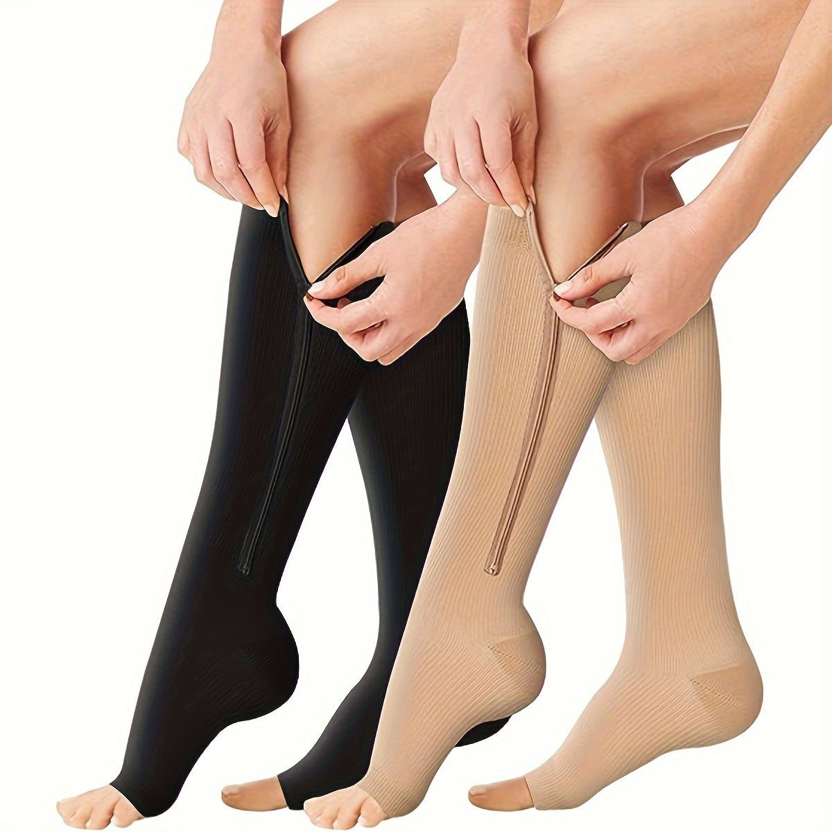 Unisex Open Toe Compression Socks for Varicose Vein Relief