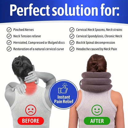 Adjustable Inflatable Neck Traction Device for Comfort and Support