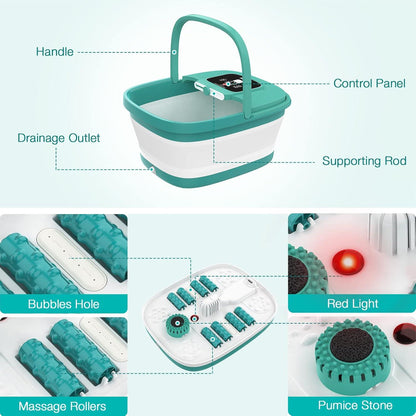 Collapsible Foot Spa With Heat, Bubbles, And Shiatsu Massage