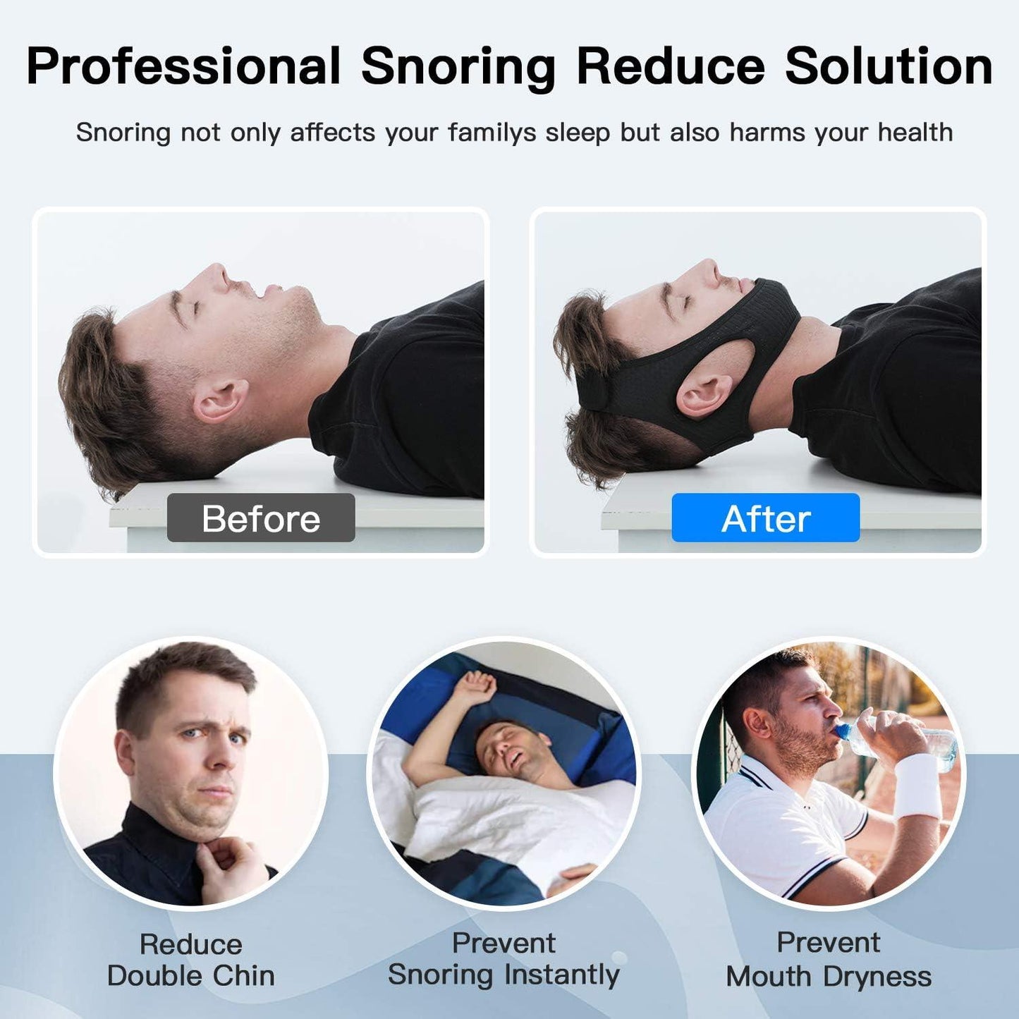 Comfortable Anti-Snoring Chin Strap for Better Sleep Quality