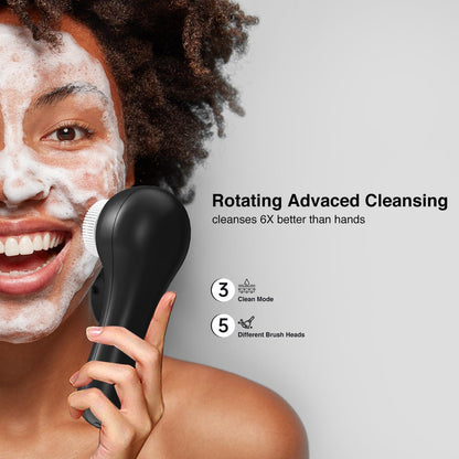 Rechargeable Waterproof Facial Cleansing Brush with 5 Brush Heads