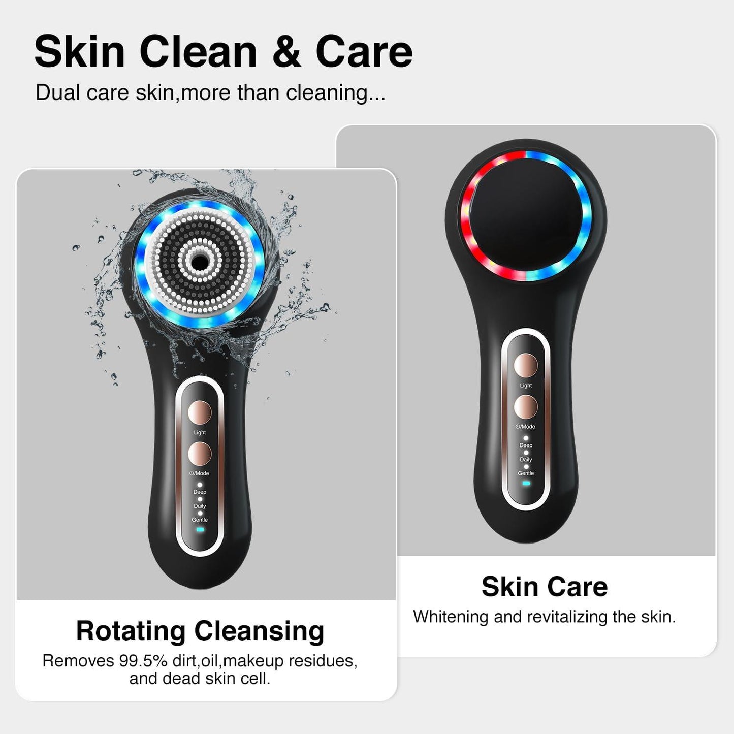 Rechargeable Waterproof Facial Cleansing Brush with 5 Brush Heads