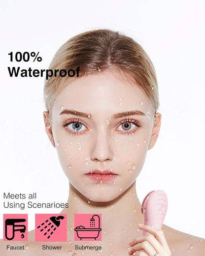 Rechargeable Waterproof Facial Cleansing Brush for All Skin Types