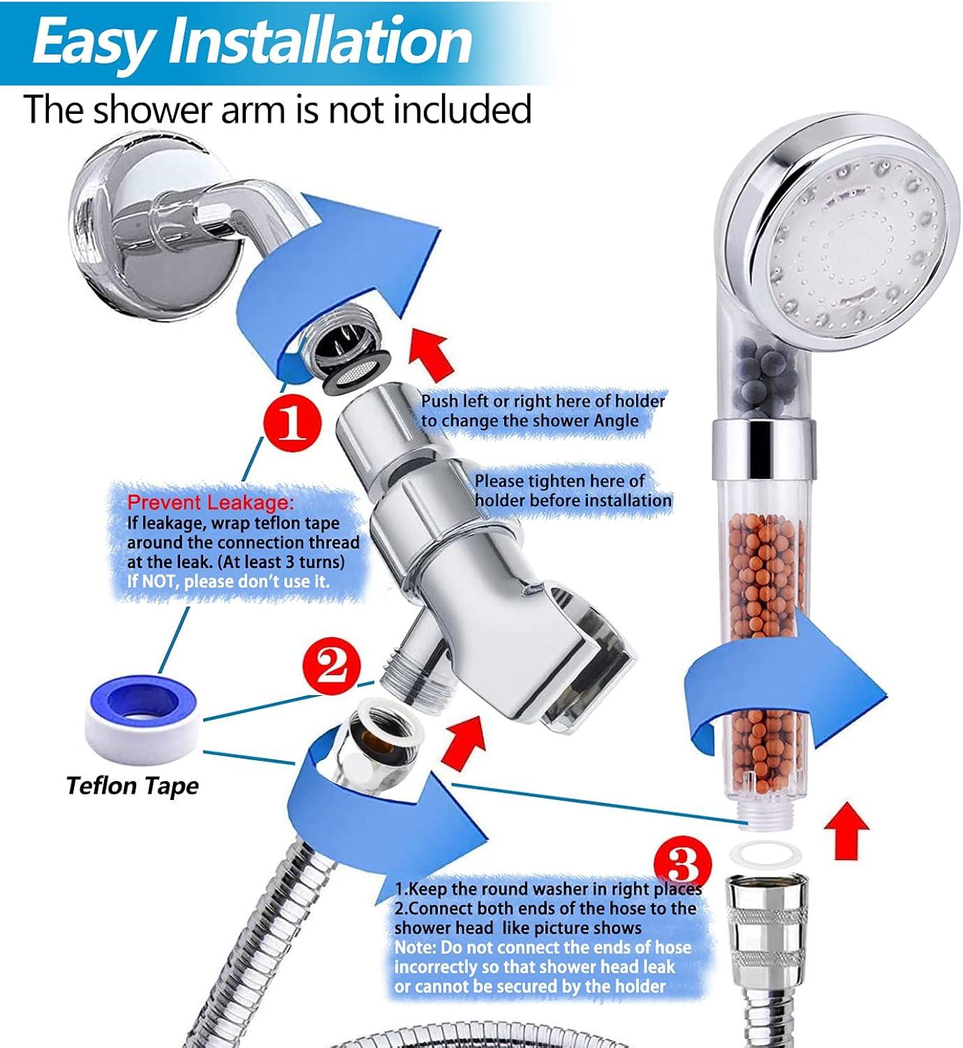 LED Handheld Shower Head with High Pressure and Temperature Control