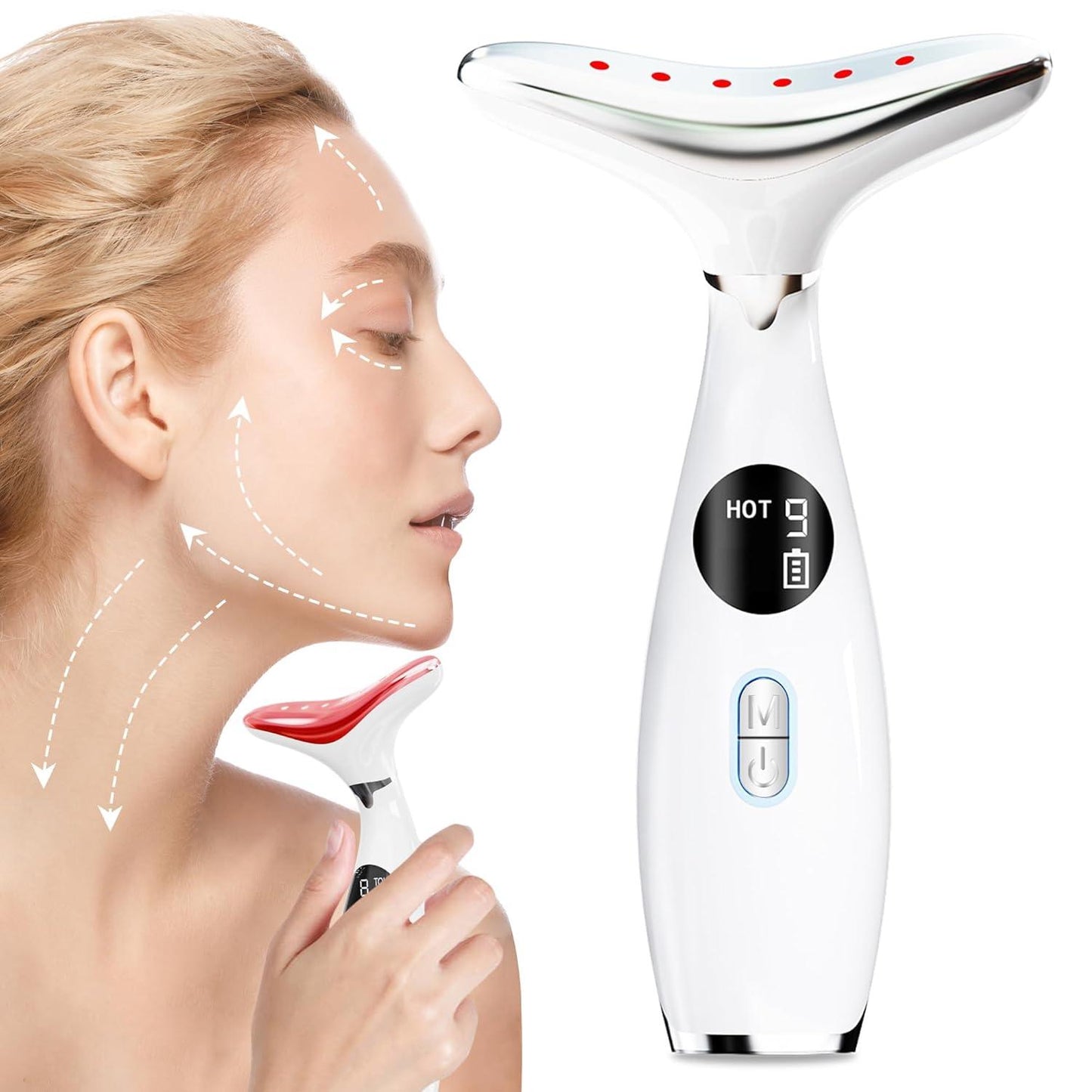 Dual Mode Face and Neck Massager with LED Sculpting Features