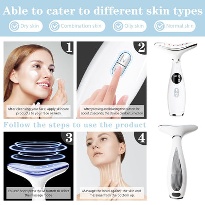 Dual Mode Face and Neck Massager with LED Sculpting Features