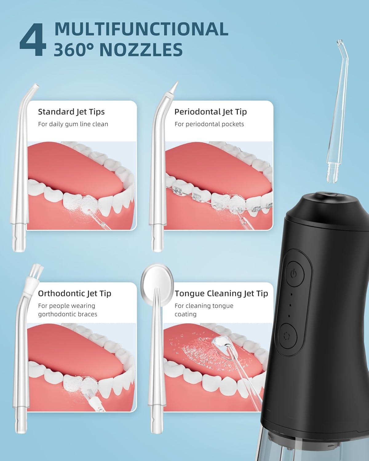 Water Dental Flosser With 3 Modes And 4 Jet Tips