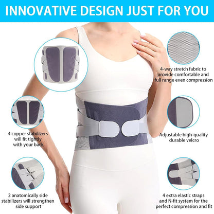 Adjustable Lumbar Back Brace for Pain Relief and Support