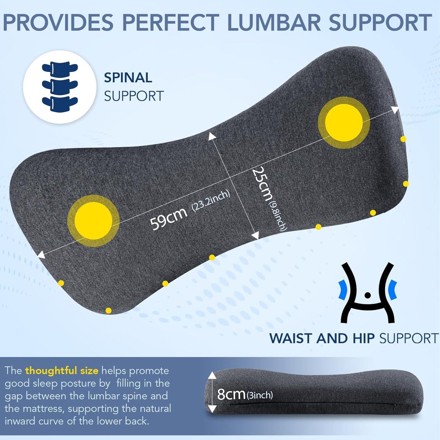 Lumbar Support Pillow for Back Pain Relief and Comfort