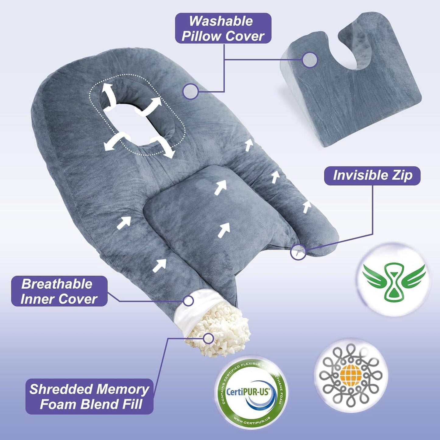 Face Down Pillow For Comfortable Stomach Sleeping After Surgery