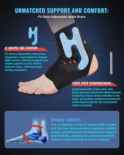 Ankle Stabilizer Brace for Sprains - Adjustable, Breathable Support