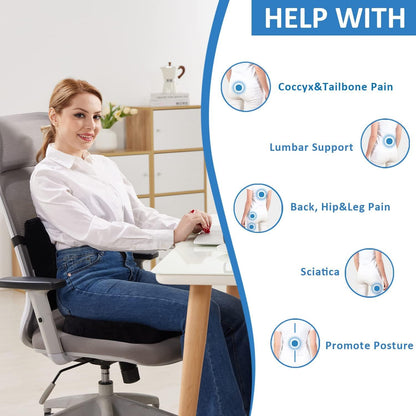 Comfort Seat Cushion and Lumbar Support Pillow for Pain Relief