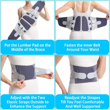 Adjustable Lumbar Back Brace for Pain Relief and Support