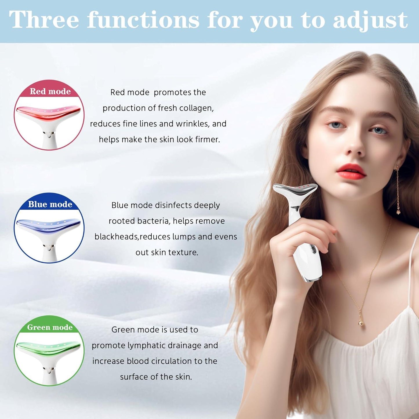 Dual Mode Face and Neck Massager with LED Sculpting Features