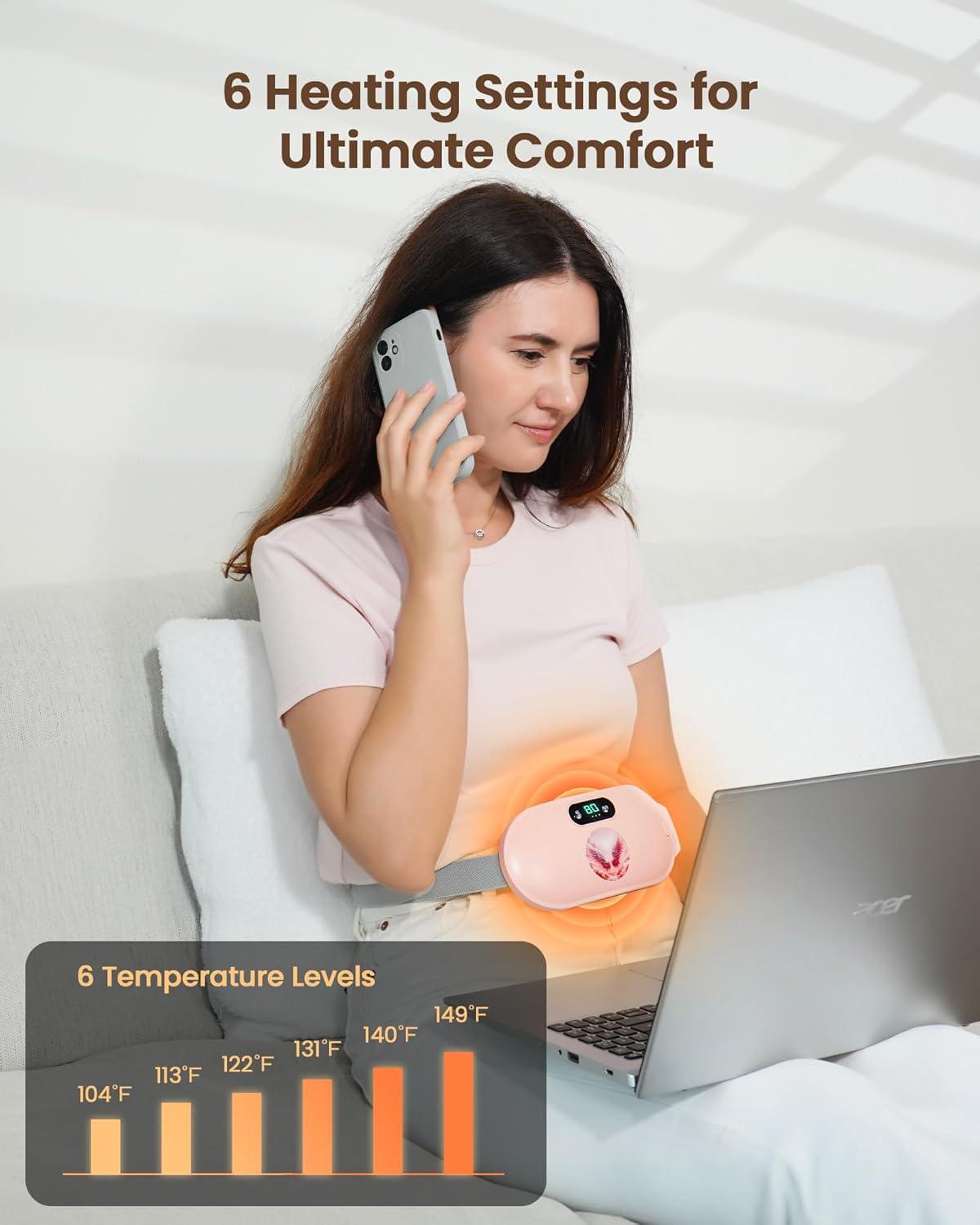 Portable Heating Pad for Menstrual Cramps with Massage Modes