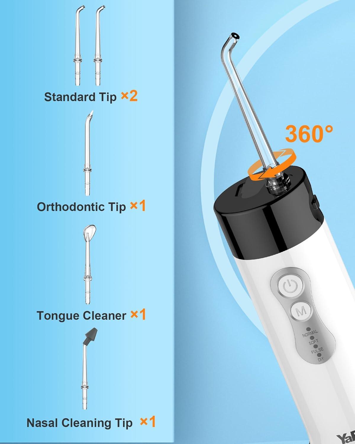 Portable Cordless Water Flosser with 4 Modes and DIY Feature