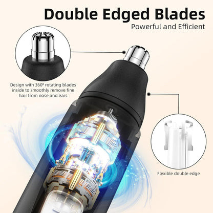 Nose Hair Trimmer With Dual Edge Blades And Rechargeable Design