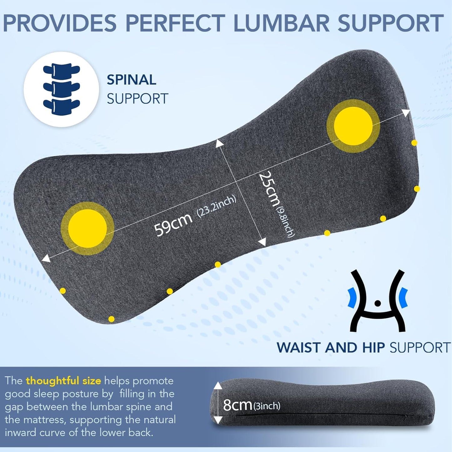 Lumbar Support Pillow for Back Pain Relief and Comfort