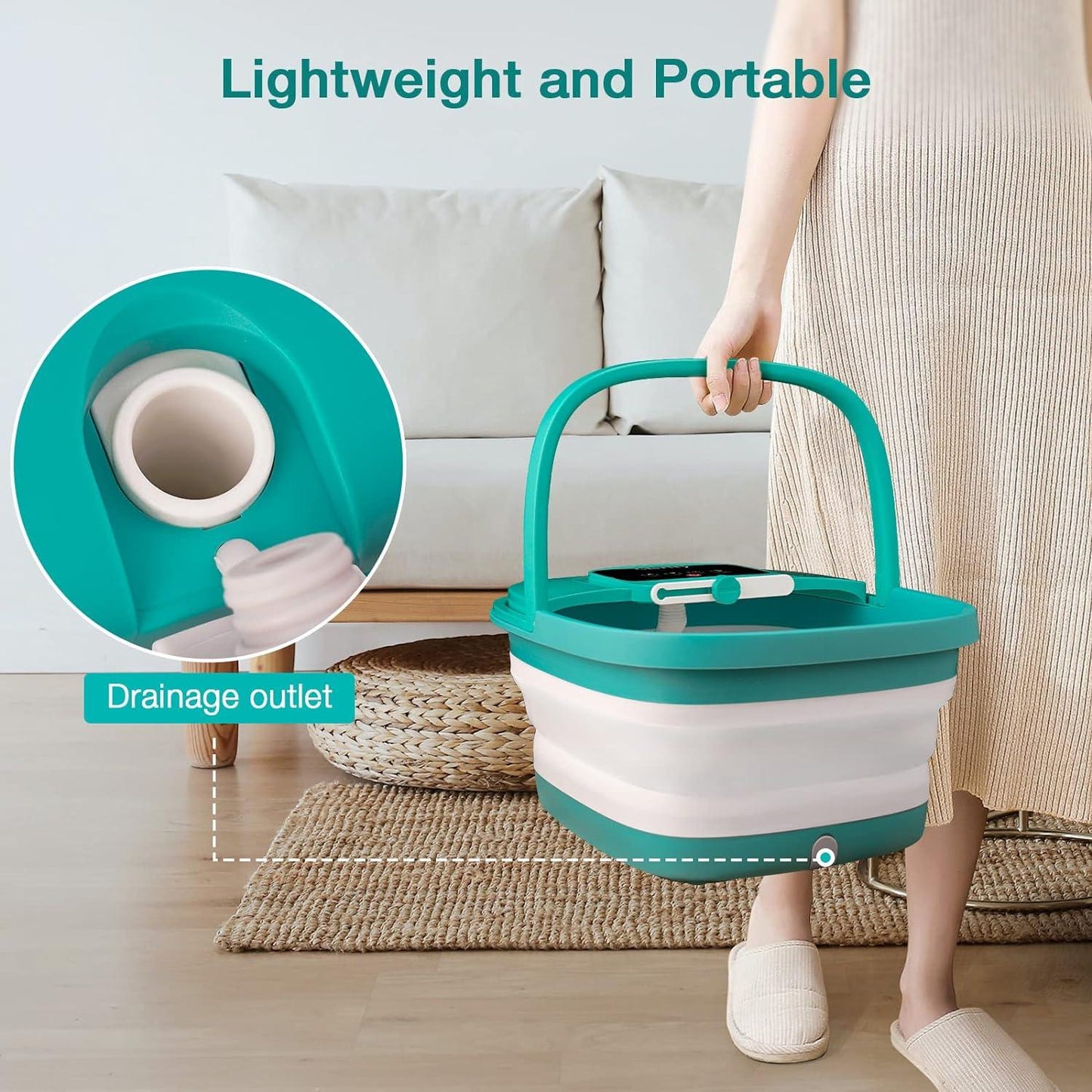 Collapsible Foot Spa With Heat, Bubbles, And Shiatsu Massage