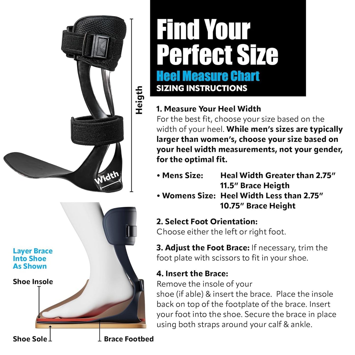 S-Type Drop Foot Stabilizer Brace for Men, Lightweight and Moldable