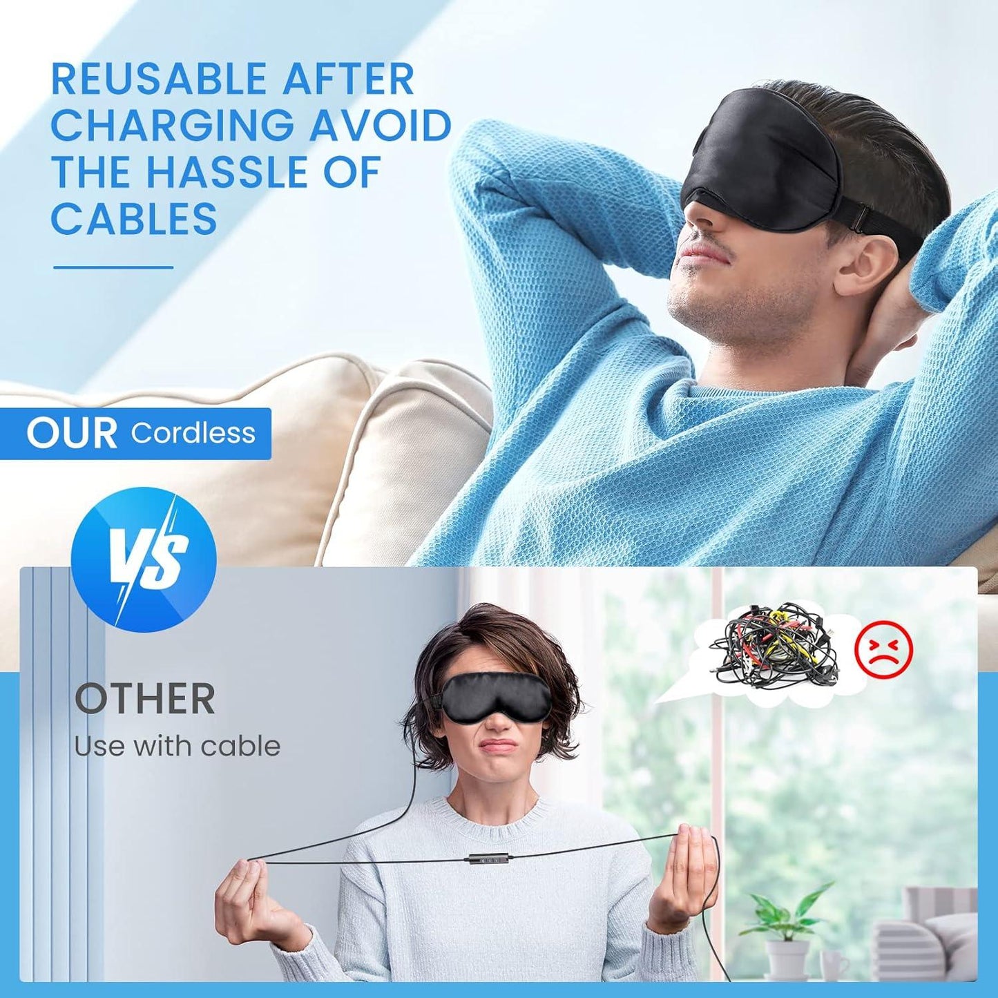 Heated Eye Mask - Cordless Electric Compress for Dry Eyes Relief