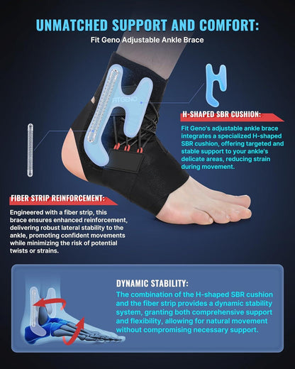 Ankle Stabilizer Brace for Sprains - Adjustable, Breathable Support