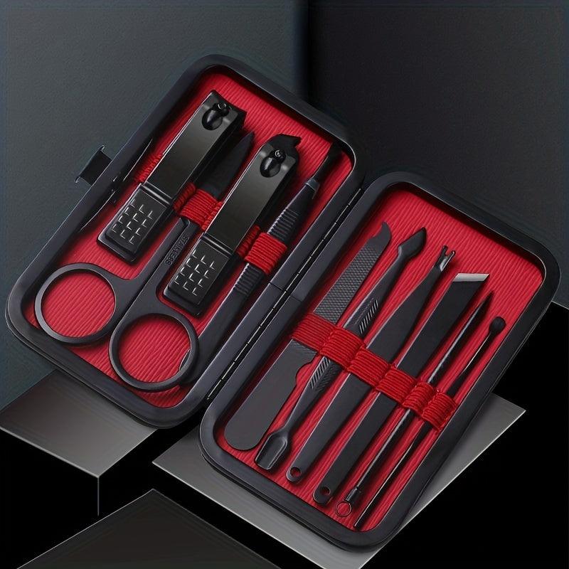 Black Nail Clippers Kit: Ultra Sharp Pedicure Tools for Men and Women