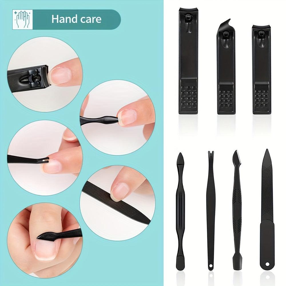 Black Nail Clippers Kit: Ultra Sharp Pedicure Tools for Men and Women