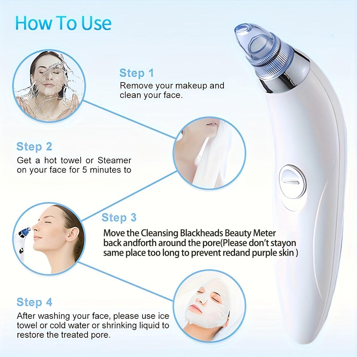 Portable Blackhead Remover with 4 Probes for Gentle Cleansing