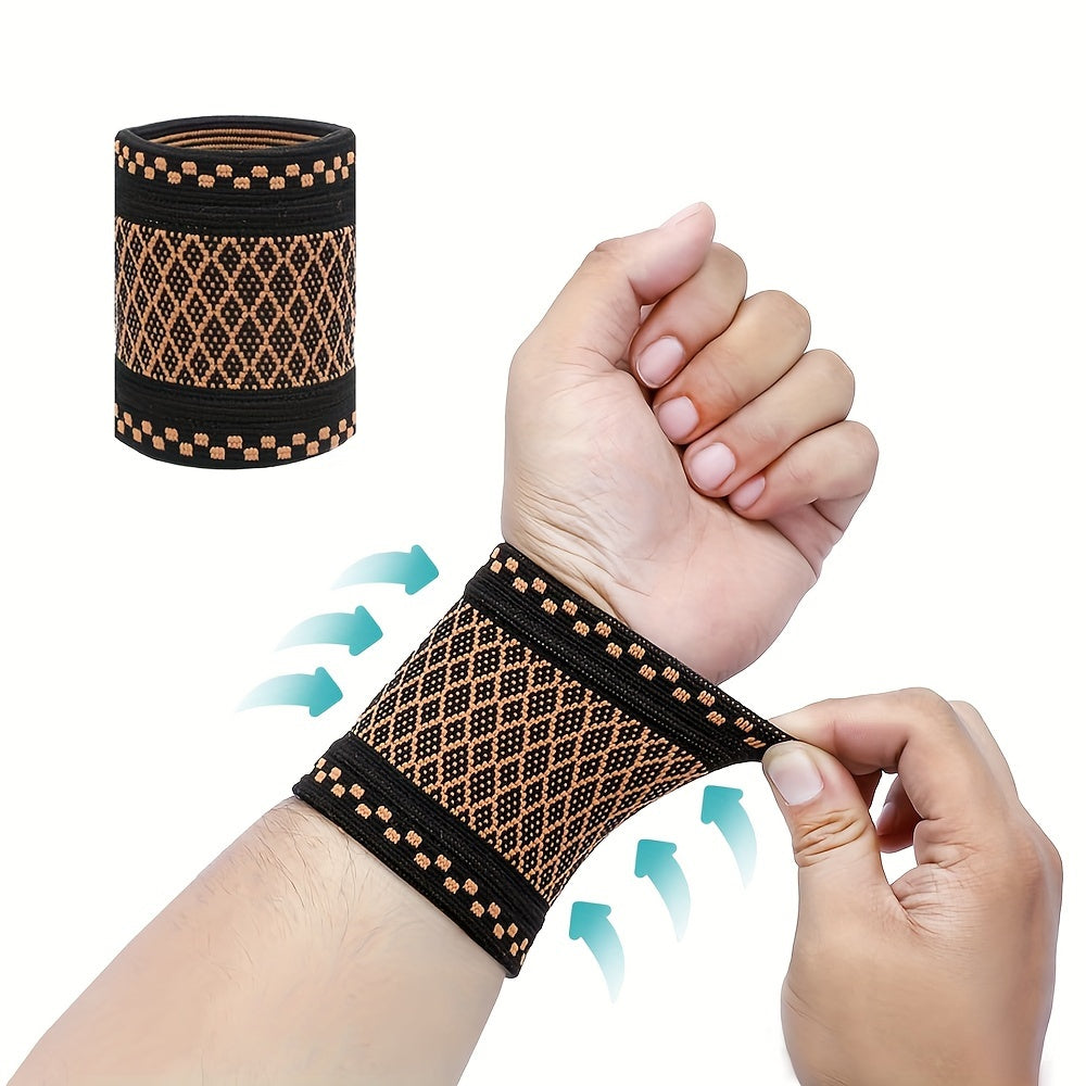 Copper Wrist Compression Braces for Sports and Fitness Support