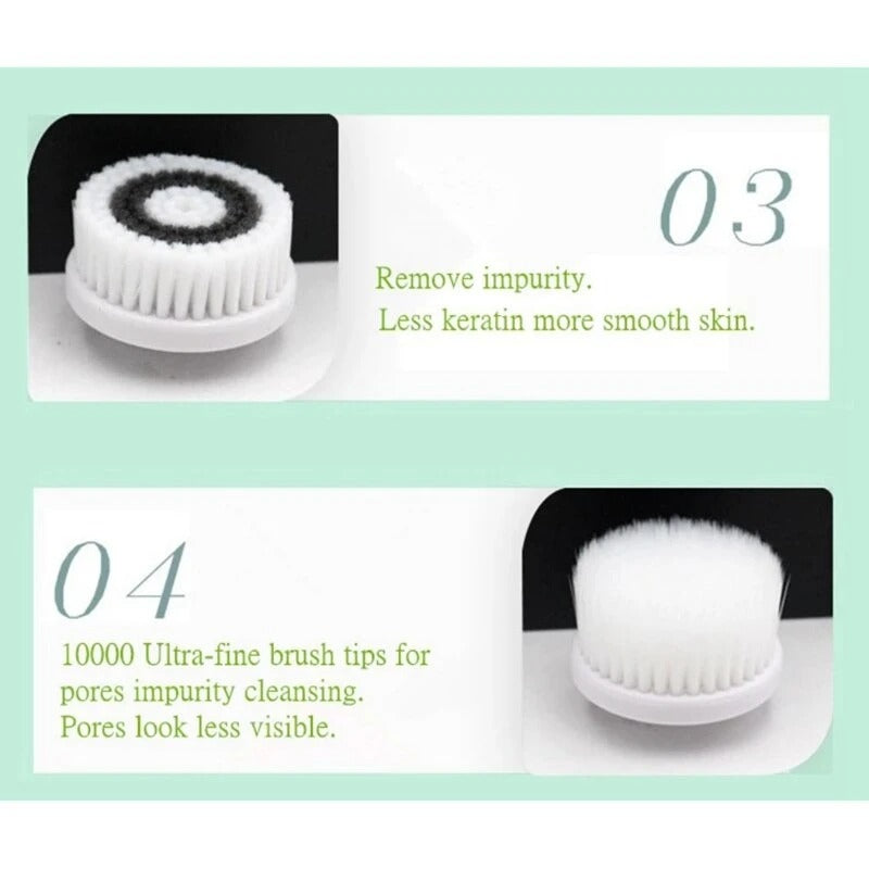 Facial Cleansing Brush With Waterproof Stand And Replaceable Heads