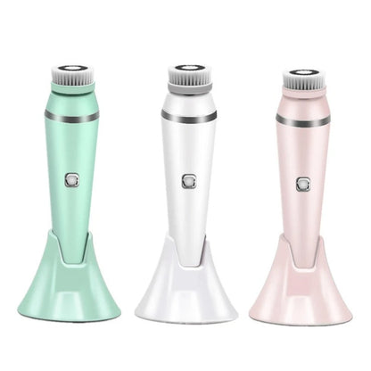 Facial Cleansing Brush With Waterproof Stand And Replaceable Heads