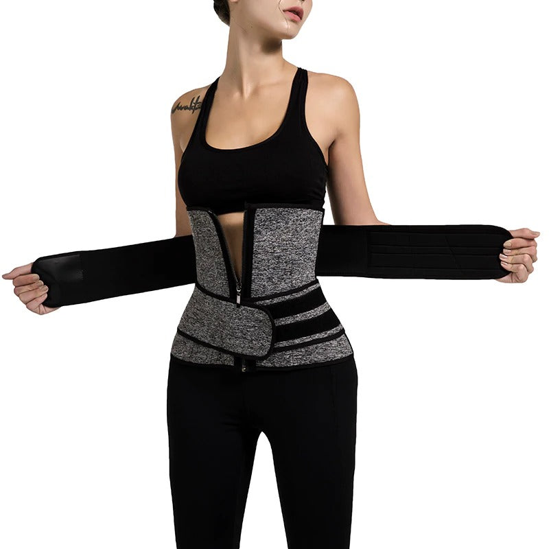 Premium Waist Trainer With Dual Compression Straps And Zipper Support