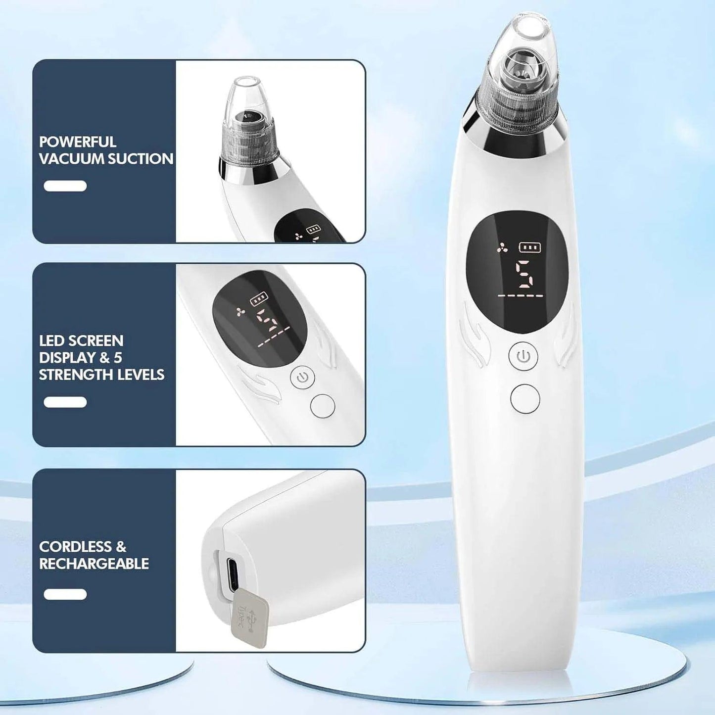 Pore Vacuum Extractor with 5 Probes for Clear Skin